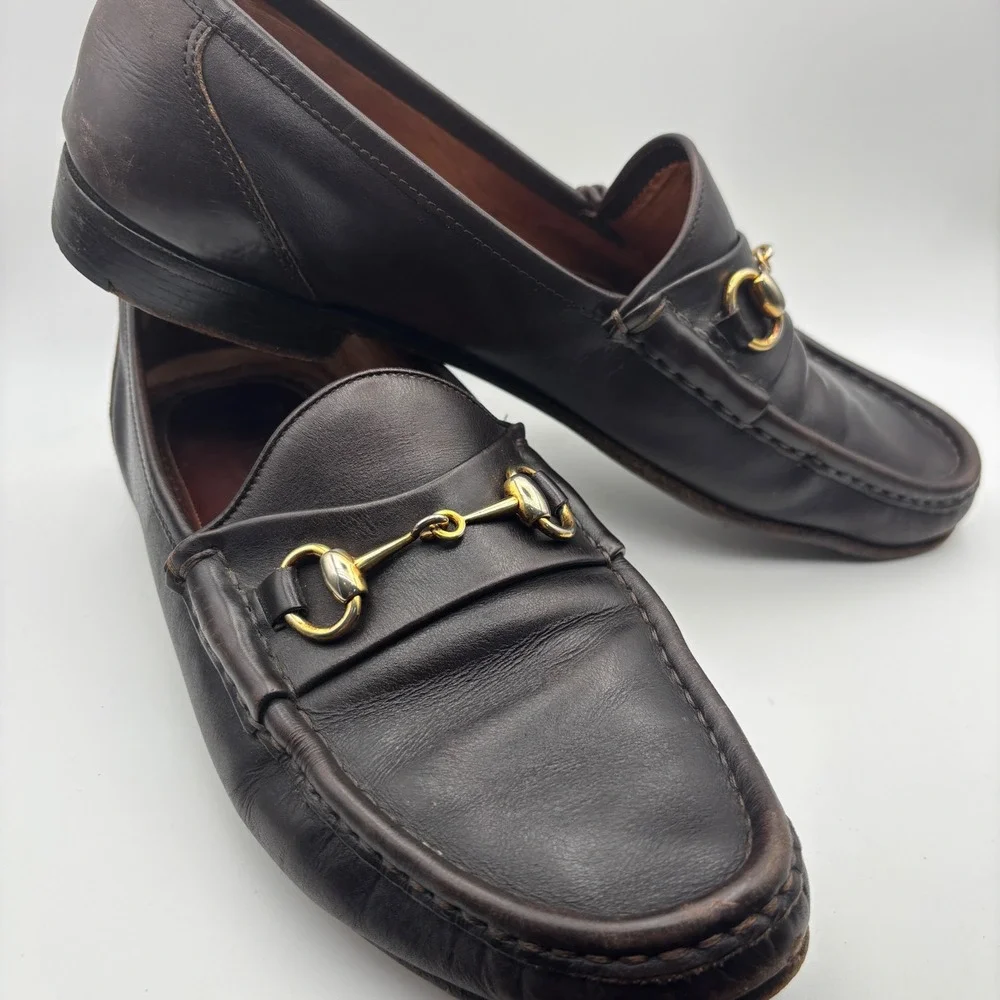 Allen Edmonds Bruzzano 9B Bit‎ Loafers Mens Dark Brown Leather Horsebit Italy